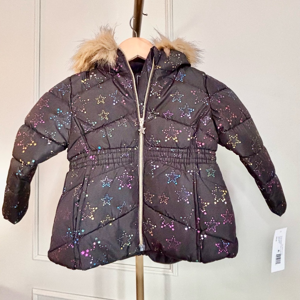 Puffer Jacket Fur Hood Star Accents MSRP $75